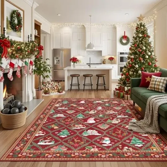 Discover Christmas Area Rug Santa for Living Room and Bedroom