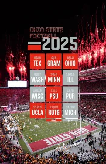 Discover Ohio State Buckeyes 2025 Schedule Poster Vertical Football Print