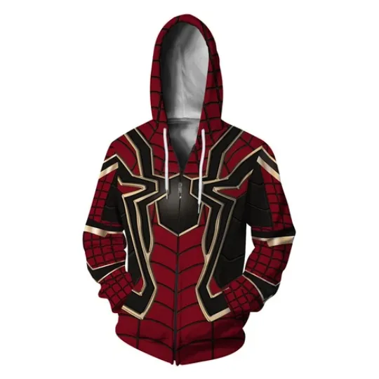 Discover Infinity War Iron Spider Hoodie Zipper Coat Spiderman Cosplay Costume