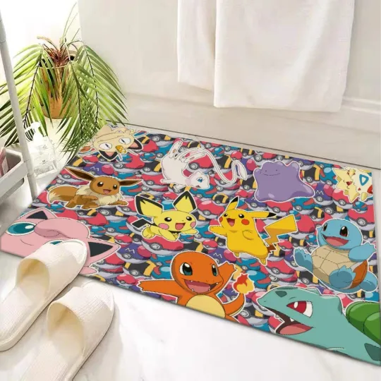 Discover Pika Pocket Poket mons Pokéball Print Door Mat Kitchen Bathroom Door Decor