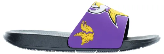 Discover FOCO Football Men's Minnesota Vikings Cropped Logo Raised Slide Sandals