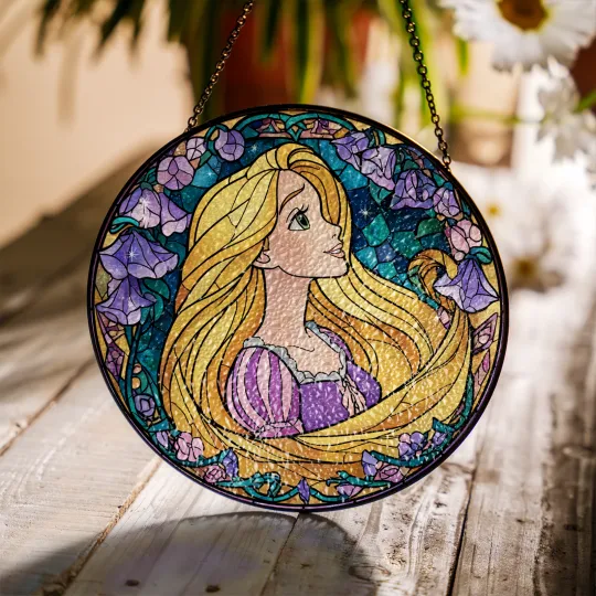 Discover Rapunzel Tangled Stained Glass Suncatcher,Window Hanging Decor