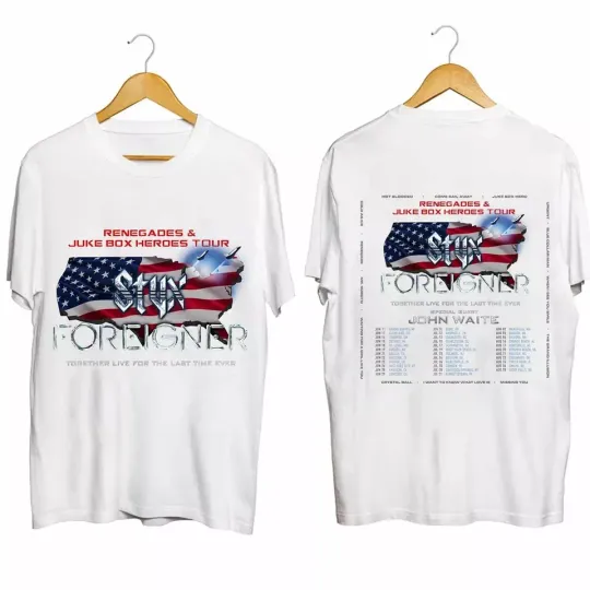 Styxs and Foreigner Summer 2024 Tour Shirt, Cotton Short Sleeve Tee, Music Lover Gift