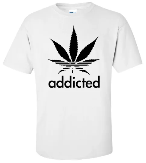 Discover Addicted Marijuana T-Shirt Cannabis Leaf Dope Weed Stoner Graphic Tee