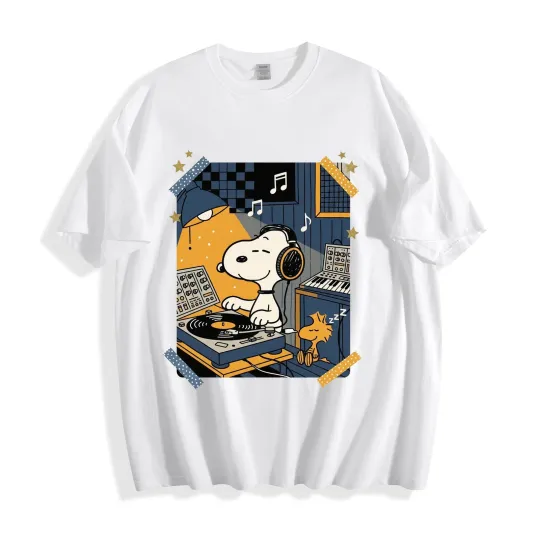 Discover Snoopyy Booth T-Shirt, Snoopyy Spinning Records Music Producer Tee