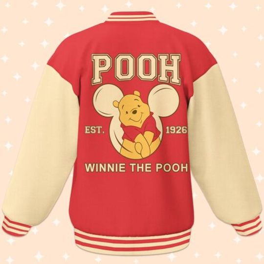 Personalized Winnie The Pooh Hundred Acre Woods Red Pooh Love Baseball Jacket