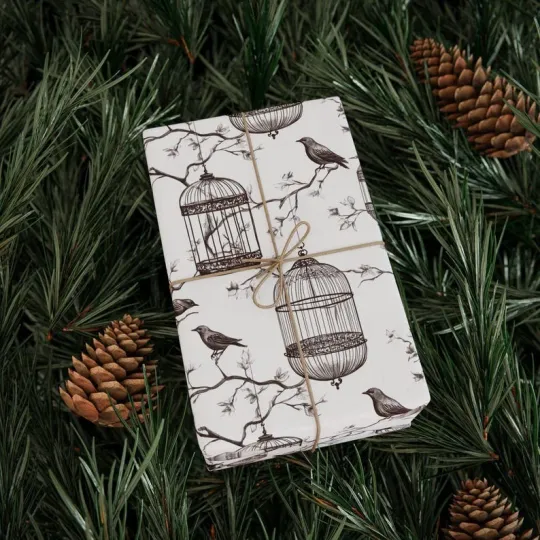 Discover Black Bird Wrapping Paper, Gothic Mystical Gift Wrap for Elegant Holidays