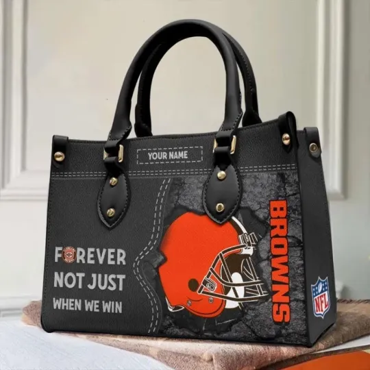 Discover Personalized Cleveland Football Team Brownss Leather HandBag
