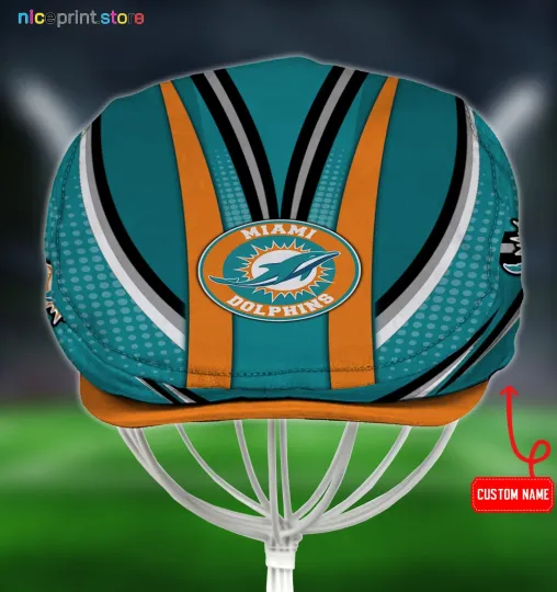 Discover Miami Team Dolphins Jeff Cap football Jeff Cap Driving Cap Golf Cap Flat Cap For Men