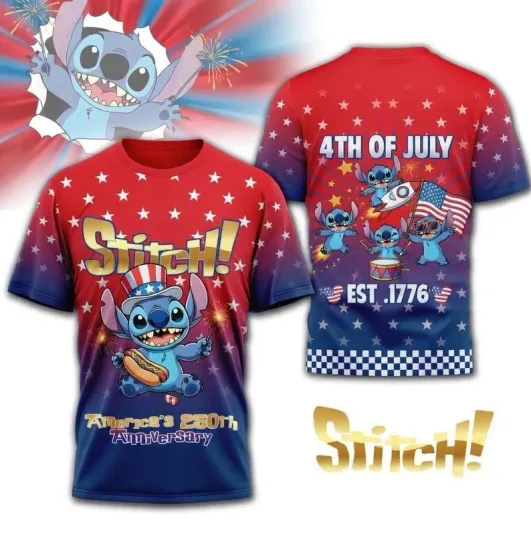 Discover Patriotic Sticth America's 250th Anniversary Happy 4th Of July Tshirt 3D Printed