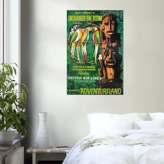 Discover Disney Attraction Poster - Enchanted Tiki Room - Vintage Vertical Poster