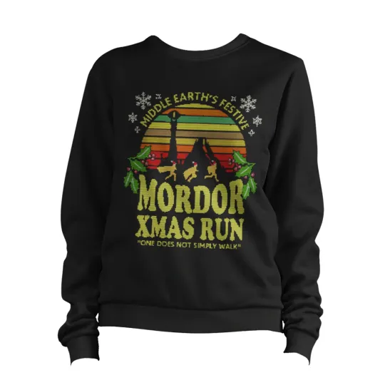Discover Christmas Mordor Xmas Run Sweater Jumper Middle Earth Festive