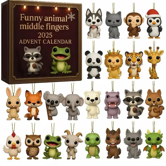 Discover 2025 Funny Animal Middle Fingers Advent Calendar Christmas Countdown Calen SFK