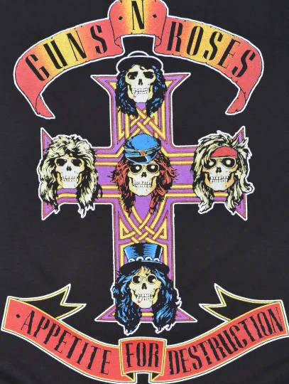 Discover Guns N' Roses Appetite for Destruction Logo T-Shirt Black