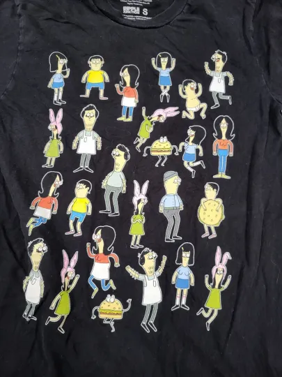 Discover Bob's Burgers Characters Collage T-Shirt Small Black