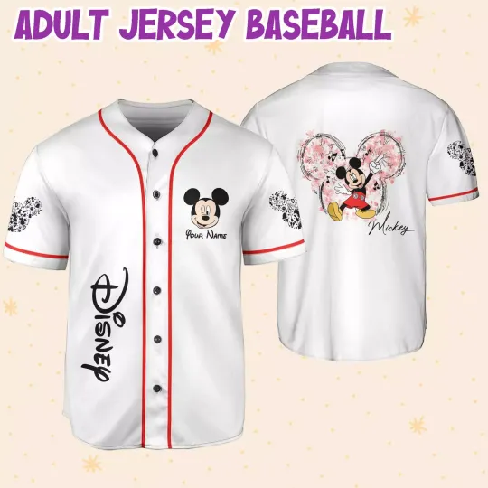Personalized Mickey Mouse Head Love Music Baseball Jersey Shirt