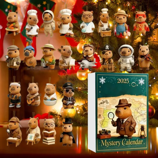 Discover 2025 Christmas Capybara Advent Calendar, 2D Acrylic Decoration 24 Days Countdown Calendar