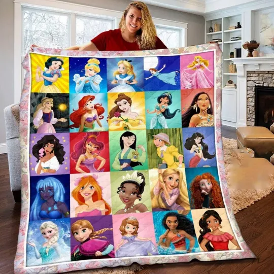 Discover Never Too Old For Beautiful Princess Quilt, Cartoon Quilt, Gift For Kids
