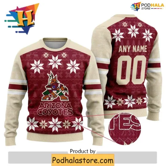Discover Personalized Arizonna Coyotes Ugly Christmas Sweater, Xmas Gift Family Hockey