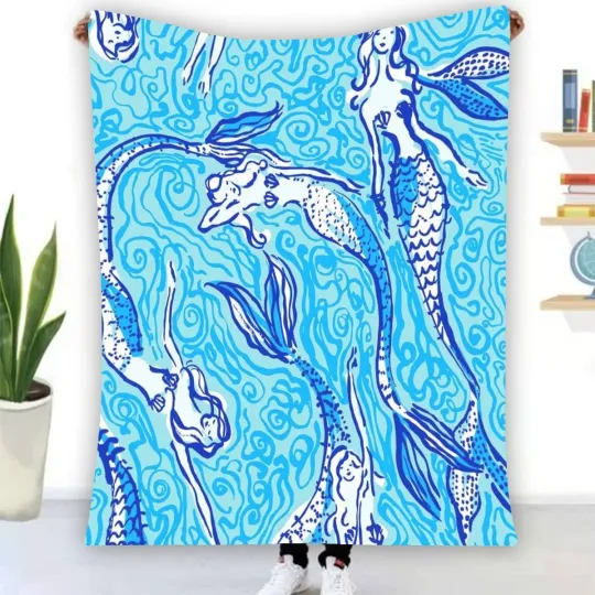 Discover Lilly Pulitzer Mermaid Fleece Blanket