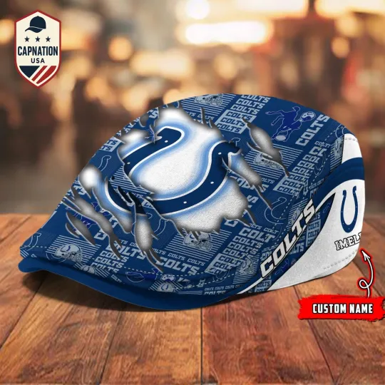 Discover Indianapolis-Colts Jeff Cap football Newsboy Cap Golf Cap Driving Hat for Men