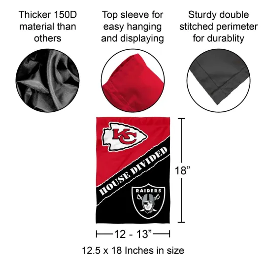 Discover House Divided Chiefs and Raiders Garden Flag and Yard Banner