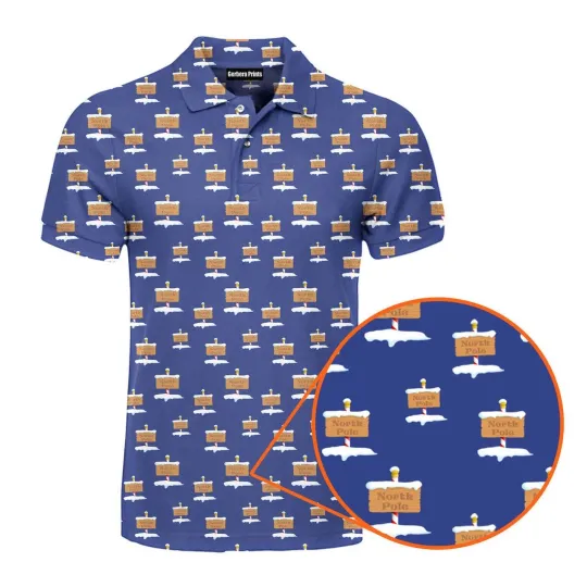 Discover North Pole Christmas Golf Polo Shirt for Men