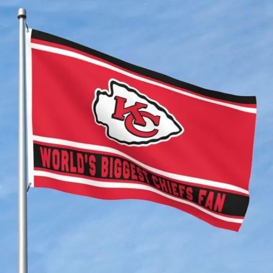 Discover World's Biggest Kansas City Chiefs Fan Club Flag Banner Decorative Flags | Home Docor | Outdoor Flag | American Football Gift