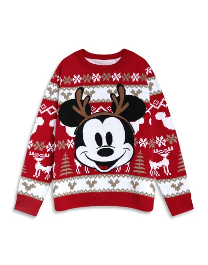 Discover Disney Mickey Mouse Unisex Red Christmas Jumper Ugly Sweater