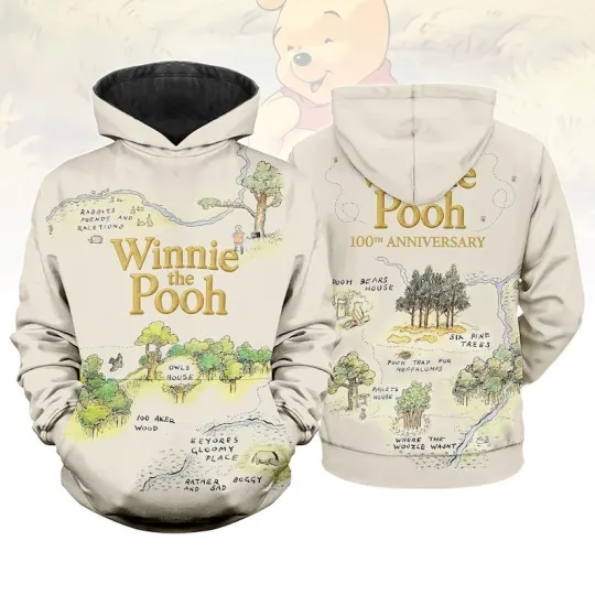 Discover Winnie The Pooh Hundred Acre Wood 100th Anniversary 3D Printed Hoodie