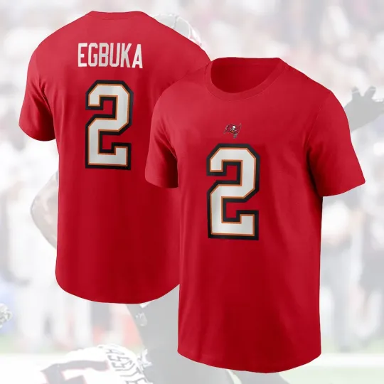 Discover Emeka Egbuka #2 Tampa Bay Buccaneers Double Sided T-Shirt