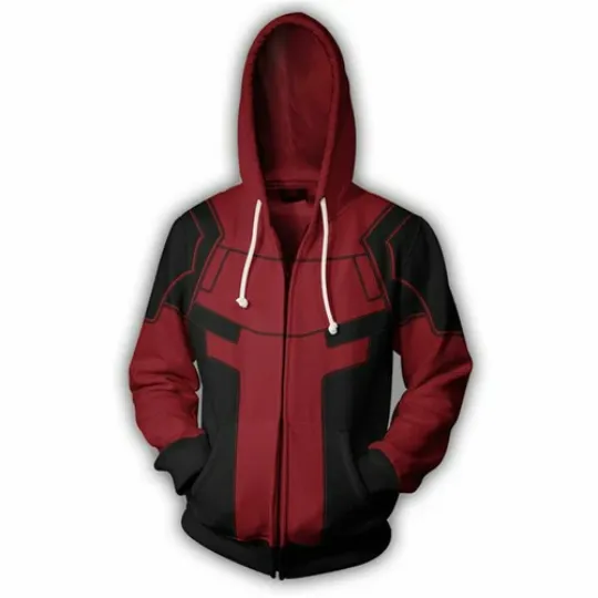 Discover Marvel Deadpool Hoodie Sweatshirts Long Sleeve Zipper Hooded Coat Jacket Unisex