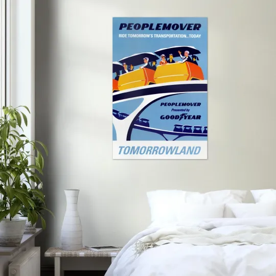 Discover Disney Attraction Poster - Peoplemover - Walt Disney World Vintage Vertical Poster