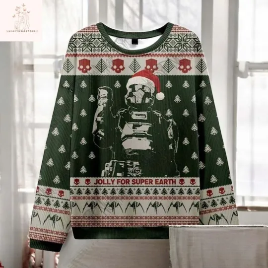 Discover Helldivers Ugly Christmas Sweater, Jolly for Super Earth Gamer Xmas Jumper