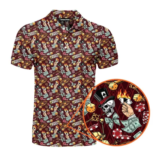 Discover Lucky Skull Aloha Golf Polo Shirt for Men