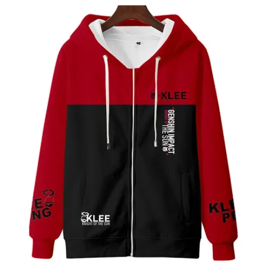 Discover Game Genshin Impact Cosplay Zipper Hoodie Jacket Klee Hooded