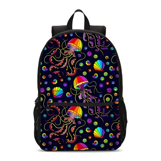 Discover Rainbow Jellyfish Sea Shells Students Backpack, School Bag, Back To School Gift