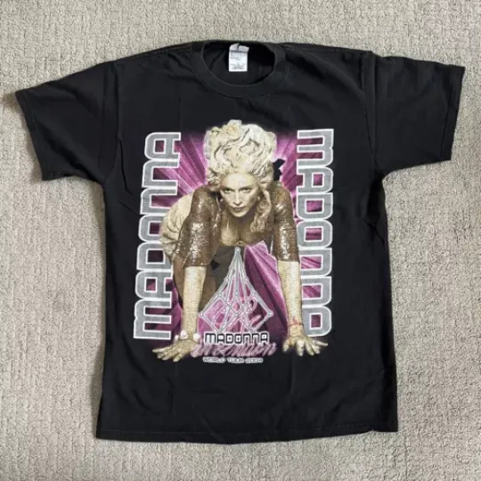 Vintage Madonna World Tour 2004 T Shirt, Cotton Short Sleeve Tee, Music Lover Gift