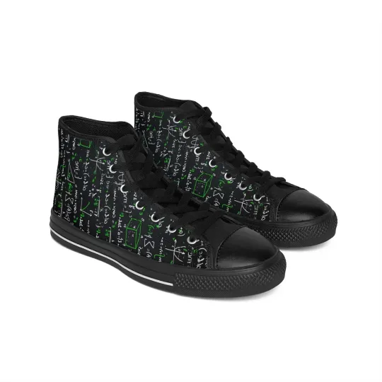 Discover Physics Artwork Men's High Top Sneakers with Math-Inspired Design