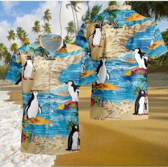 Penguin Hawaiian Shirt Beach Lover Shirt Retro Hawaii Hawaii Shirt