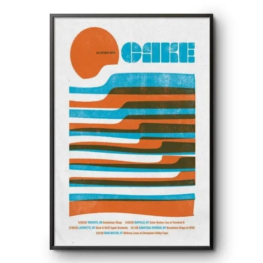 Discover Cake An Evening With Cake 2026 Tour Poster – Retro Lines Concert Art, Unframed