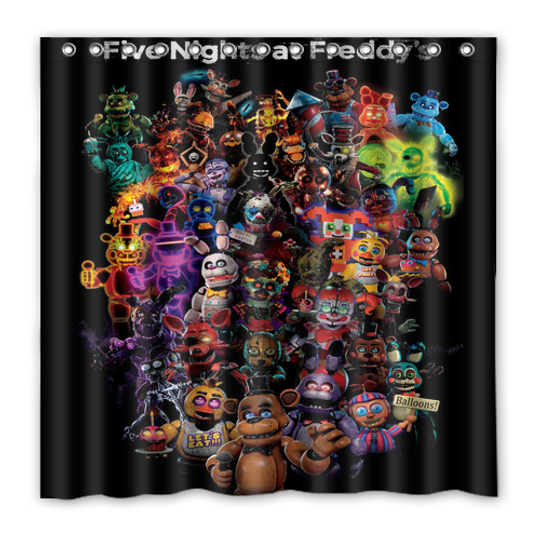 FNAF Five Nights At Freddy's Shower Curtain, Horror Bathroom Decor
