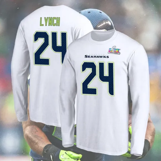 Discover Marshawn Lynch #24 Double Sided Long Sleeve jersey Fan Gift