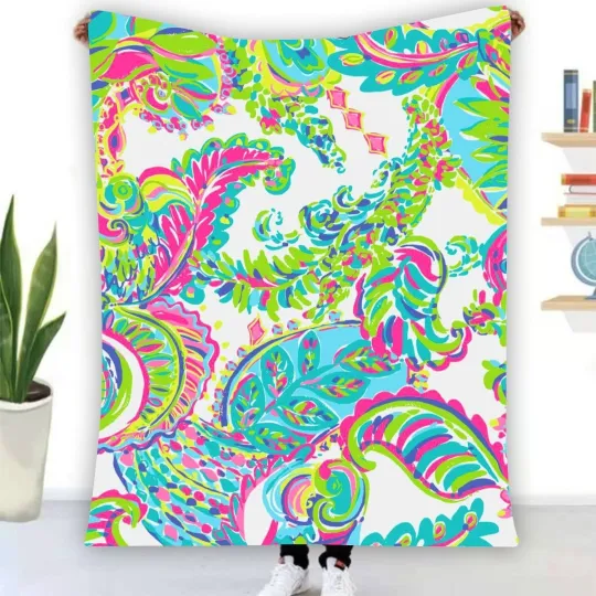 Discover Lilly Pulitzer Floral Leaves Fleece Blanket