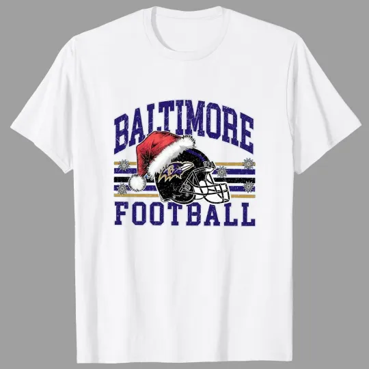 Discover Baltimore Ravens Christmas Santa Football Team T-Shirt, Gift for Fan
