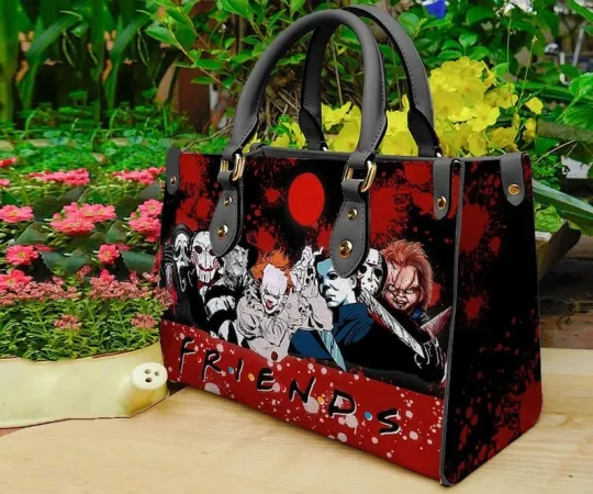 Discover Friends Horror Halloween Leather Handbag, Horror Handbags