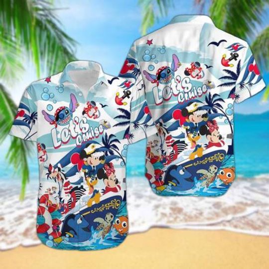 Amazing Mickey Mouse And Friends Let's Cruise Hawaiian Shirt