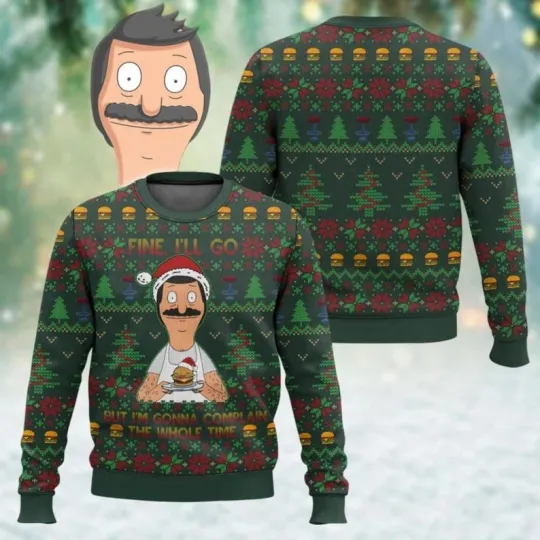 Discover Christmas Bob's Burgers Ugly Sweater, Bob Belcher Santa Xmas Sweater, Cartoon