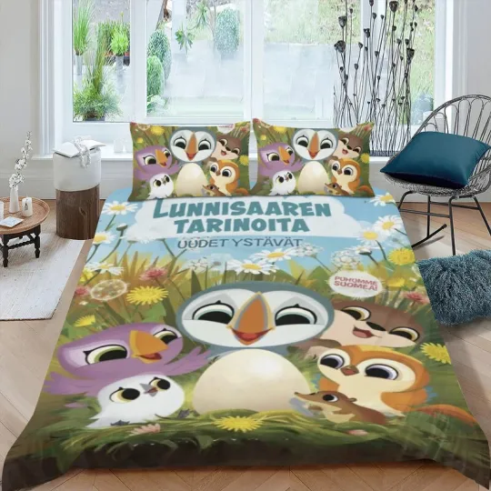 Discover Puffin Rock and New Friends Bedding Set 3 Piece Twin Duvet Cover Set for Kids