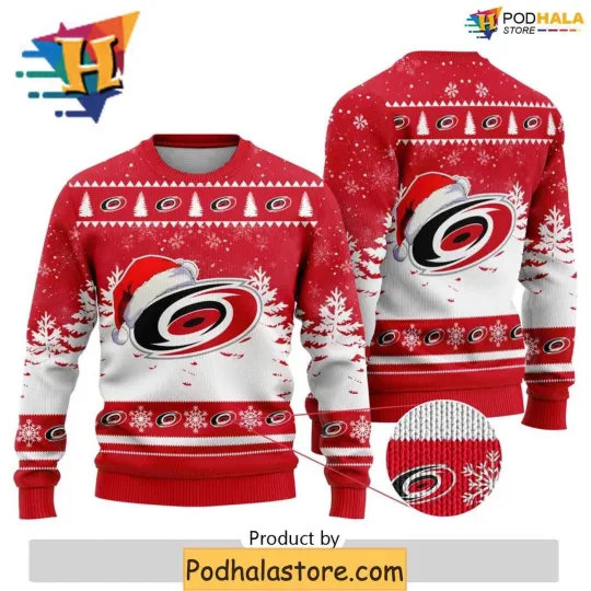 Discover Carolina Hurricanes Xmas Ugly Christmas Sweater for Hockey Fans